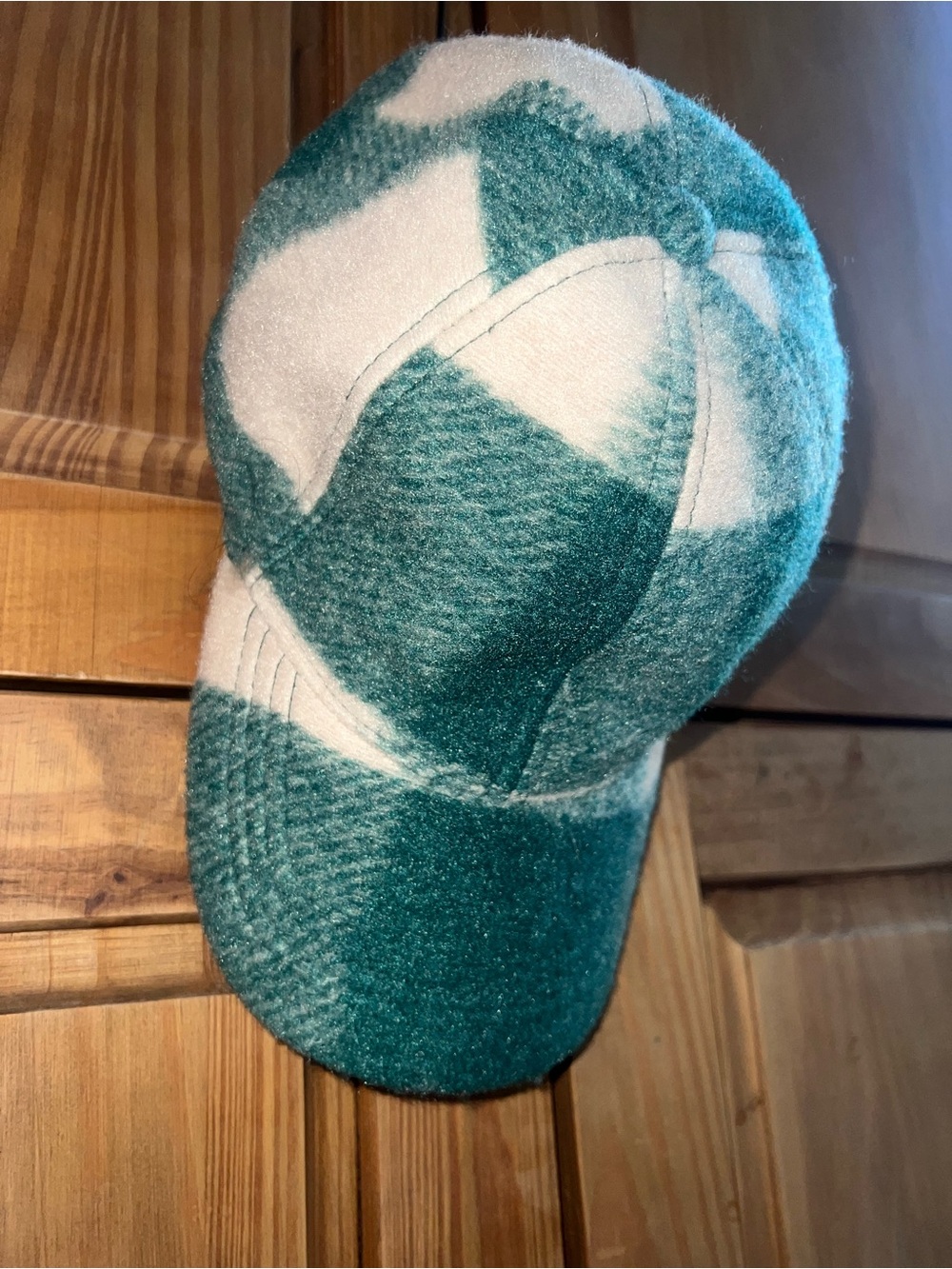 C.C Green Cream Plaid Wool-Blend Flannel Cap Hat Western Winter Fall Pendleton
